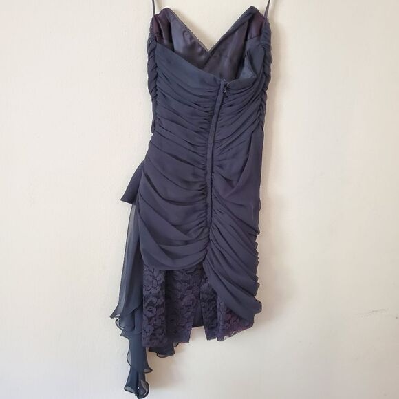 Vintage Tadashi Black Mini Dress Size 4 Strapless Y2K  Coquette Prom - Picture 7 of 14